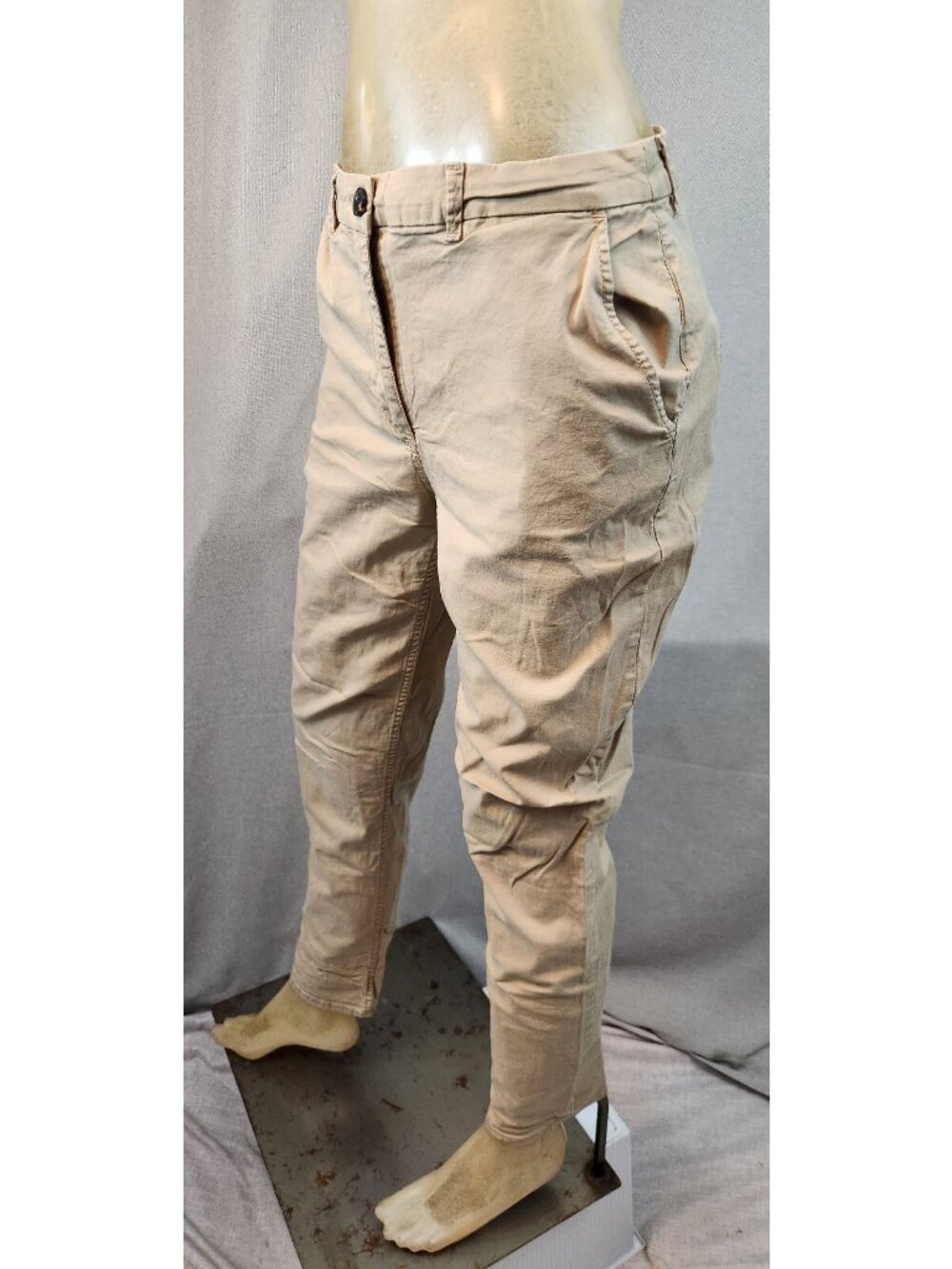 H&M Solid Khaki Tan Stretch Skinny Slim 5Pocket Pants Slacks Size 4 SMALL Womens - Picture 4 of 5